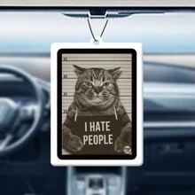 貓咪神情畫 - 我討厭人類反社會小貓入獄監獄邪惡小貓搞笑雷射筆可愛喵嗚毛球毛球模糊的毛皮寵物三花貓小貓石墨糖日本卡通動漫後視鏡芳香掛飾，氣流口，廁所芳香劑，客廳，臥室，家居裝飾