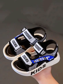 TEEOEC Outdoor Lightweight Children Sandals 2023 Summer New Non-Slip Opened Toe Big Middle Small Kids Hook And Loop Boys Beach Sandals - Blue - View 3