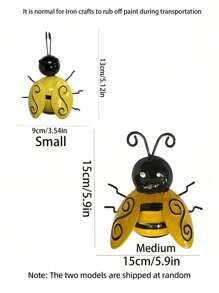 1 Pc- 3.34inch Metal Bumble Bee Wall Decor, 3D Iron Bee Art Sculpture Hanging Wall Decorations For Outdoor Home Garden,Metal Wall Art,  3 Sizes(10cm/11cm/15cm) - Yellow - View 6