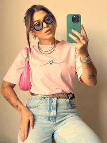 Women T-Shirts - 淺粉色 - 查看 3