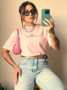 Women T-Shirts - 淺粉色 - 查看 4