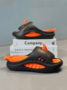 鯊魚拖鞋兒童穿著夏季戶外運動防滑厚底涼鞋，適用於夏季外出、戶外運動、沙灘拖鞋 - 黑色 - 查看 5