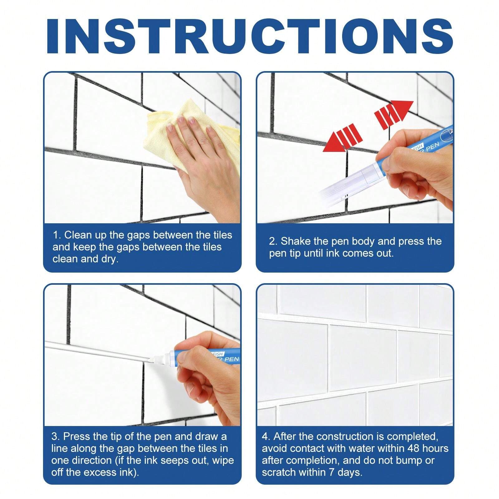 Ceramic Tile Repair Pen For Bathroom, Waterproofing, AntiMold Floor
