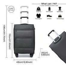 Maleta de Facturación 24 Pulgadas 28 Pulgadas Ligera Expandible con Carcasa Blanda con Candado TSA y 4 Ruedas Giratorias Equipaje de Viaje Duradero Unisex para Viajes de Negocios y Personales - Negro - Ver 5