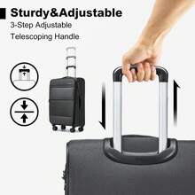 Maleta de Facturación 24 Pulgadas 28 Pulgadas Ligera Expandible con Carcasa Blanda con Candado TSA y 4 Ruedas Giratorias Equipaje de Viaje Duradero Unisex para Viajes de Negocios y Personales - Negro - Ver 8