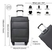 Maleta de Facturación 24 Pulgadas 28 Pulgadas Ligera Expandible con Carcasa Blanda con Candado TSA y 4 Ruedas Giratorias Equipaje de Viaje Duradero Unisex para Viajes de Negocios y Personales - Negro - Ver 6