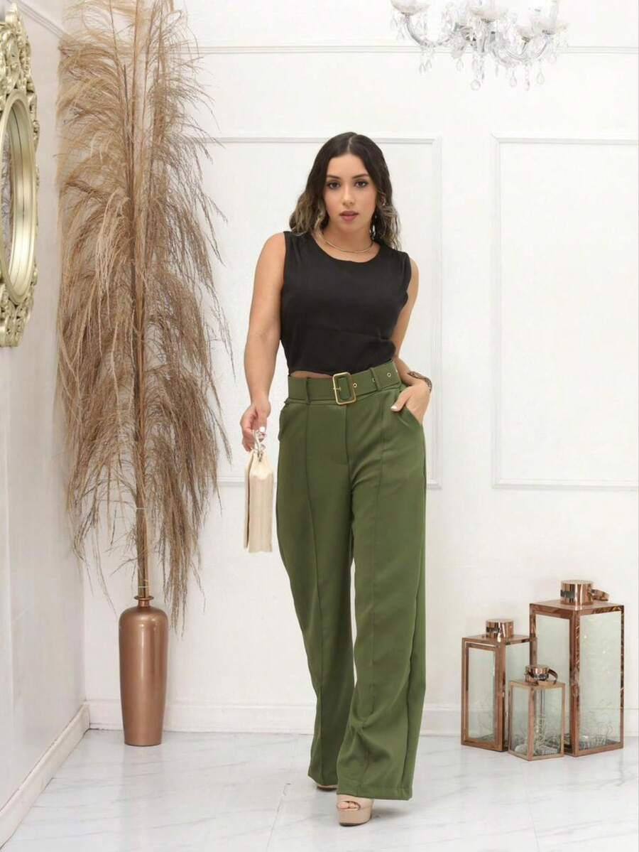 Women Pants - 綠色 - 查看 1