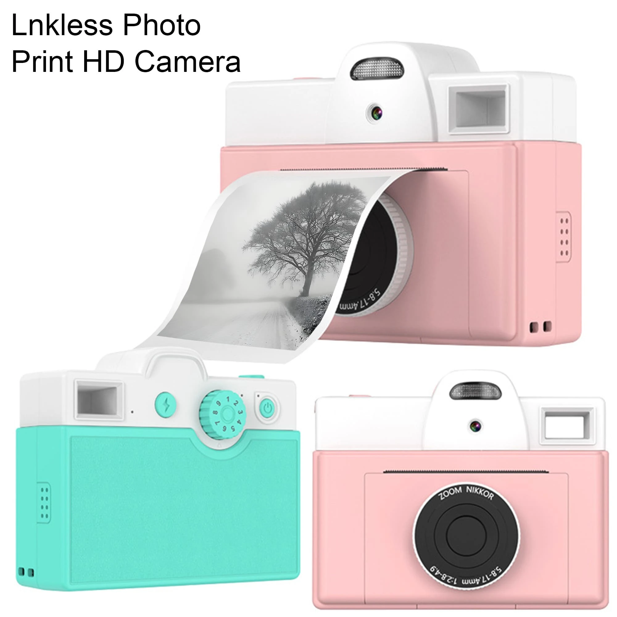 New Mini HD Digital Camera Printer Combo With Thermal Paper, Black And