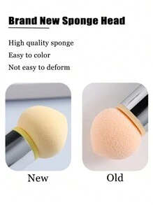 1pc Pink Brand New Double Head Sponge Pen Nail Brush, Smudge Gradient Brush Nail Art Tool With Rhinestone Embossed Handle And 4 Replaceable Sponges - Multicolor - View 5