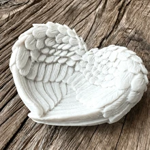 1 件装天使之翼白色羽毛树脂家居装饰支架带水晶球底座最佳礼物生日毕业 - 白色 - 查看 3