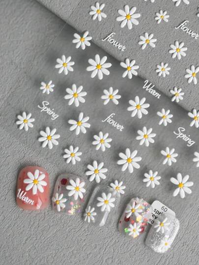 1 Spring And Summer Flower Themed Nail Art Sticker, Featuring A Variety Of Blooming Flowers, Daisies, And Floral Materials With Branches, Suitable For DIY By Women, Girls, Families, And Individuals