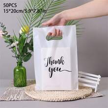 10/50/100 Chiếc Túi Thank You Túi Nhựa Cầm Tay Túi Quà Tặng Dập Nóng In Tiệc Sinh Nhật Mua Sắm Kẹo Bánh Quy Bao Bì Đồ Dùng Học Tập Túi Thực Phẩm Hộp Thực Phẩm Thích Hợp Cho Kẹo Bánh Quy Sô Cô La V. V. - Đen 100 chiếc - Xem 25