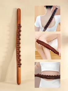 1入木製31珠經絡滾輪按摩器，適用於頸部、後背、腹部和全身按摩，家用 - 棕色 - 查看 1