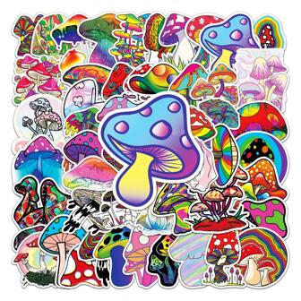 50 Pieces Funny Cute Magic Mushroom Waterproof Stickers DIY For Phones Laptop Skateboard Creative Graffiti Car Motor Sticker Back To School