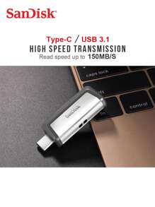 Sandisk USB3.1 FLASH DRIVE Push-And-Pull 2 In 1 OTG TYPE-C 64GB 128GB PENDRIVE Max Read Speed 150MB/S