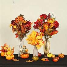 50 szt., dekoracje na Halloween, Święto Dziękczynienia, sztuczne dynie i tykwy, 8 szt. sztucznych dyń, 12 szt. szyszek i żołędzi, 30 szt. sztucznych liści klonu, jesienne weselne stoły, ozdoby centralne, Boże Narodzenie
