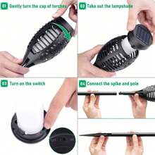 Solar Lights Outdoor Waterproof Multicolor, Color Solar Torch Lights Outdoor Flickering Flame, Mini Solar Outdoor Garden Lights Tiki Torches For Outside Patio Yard Pathway Halloween Decor