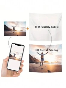 1pc Custom Tapestry Personalized Backdrop With Photo Image Logo, Customized Wall Hanging For Events Gift, Tapestry For Room Decor, Wall Art Decor, Gift For Her Multi-Functional, Ornamental Exquisite, Modern, Colorful, Contracted Custom, Personalized, Unique Ideal Gifts For Him Her, Boyfriend, Girlfriend, Dad, Mom, Family, Friends For Anniversaries, For Mother's Day, For Birthdays, For Children's Day Father's Days, For Housewarming Living Room, School, Dining Room, Valentine Day Decor,Slow Summer Living