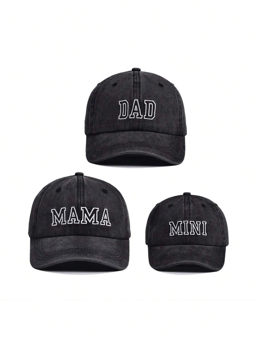 3pcs Parent-Child Set DAD MAMA MINI Embroidered Baseball Cap Suitable For Outdoor Activities