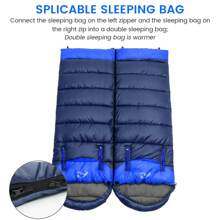 1pc Hooded Sleeping Bag For Adults - All-Weather Camping, Hiking, Travel & Fishing - Cold & Warm Weather Use With Compression Sack, Left & Right Zipper Splice - Xanh đậm - Xem 9