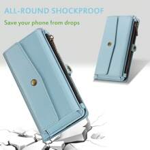 For Samsung Galaxy S24 Plus Wallet Case[RFID Blocking],Crossbody Case Wallet With Card Holder, Wrist Strap, Shoulder Strap,Soft PU Leather Flip Folio Case For Women Men,For S24 Plus For Halloween, Christmas, Birthday, New Year Gifts, Gifts For Friends - Baby Blue - View 4