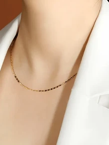 1 件意大利 2 毫米扁平镀金朋克项链链男式女式 DIY 链式链优雅爱心项链时尚珠宝 16 英寸 - 30 英寸日常派对佩戴或情人节礼物 - 金色 - 查看 3