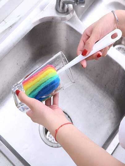 1pc Long Handle Rainbow Color Cup Brush For Cleaning Bottles, Thermoses, Kettles, Blenders, Teapots, Soft Bristles Reach Into The Bottom And Corners For A Thorough Clean, No Dead Ends, Perfect For Cleaning Drinkware, Kitchen Utensils, And Appliances.