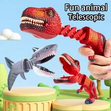 卡通恐龍鯊魚延長槍，恐龍鯊魚彈簧式機械手夾創意惡作劇減壓玩具 - 彩色 - 查看 2