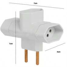 Kit 4 Adaptador de Tomada Benjamin 3 PINOS Formato T de 10A - Branco - Visão 5