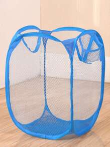Mesh Pop Up Square Laundry Basket Storage Toy Organizer Bag Collapsible Clothes Baskets For Dorm - Pink - View 9