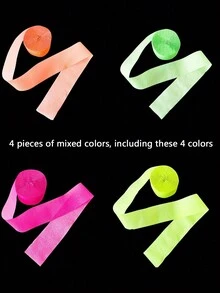 混合色螢光皺紋紙裝飾，色彩繽紛的花邊裝飾紙捲，適用於夜晚派對裝飾 - 彩色 - 查看 3