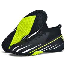 1 双男女通用带钉训练鞋,适用于户外人造草坪、室内训练场、专业运动鞋、前系带足球鞋、防滑橡胶鞋底、TF 短钉鞋 - 黑色 - 查看 8