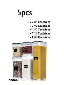 3/5/9/11/12/15/24/28入組密封食品儲存容器與蓋子，不漏水的廚房儲物盒套裝，無Bisphenol A塑料廚房儲存容器，適用於麵條、穀物、粉、糖罐等食物儲存 - 黑與白 - 查看 13