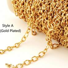 1 Meter Stainless Steel Gold Plated Screw Thread Twist Chains In Various Styles For Making Chunky Bracelet/Necklace,18K Gold Plated Hip-Hop Punk Thick Chains For Diy Jewelry Accessories Or Extension Chain - Twist Chain - View 3