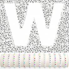 100/200/500/1000入組4*7mm 26個大寫字母的亞克力製字母珠子，適用於珠寶手鍊製作和友誼手鍊 - 黑白字母珠 - 查看 34