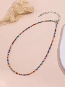 3pcs Handmade Beaded Women's Necklace Set, Bohemian Style Beach Pearl Collarbone Chain