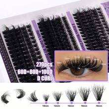 1入組新款式DIY分髮式睫毛延長100D高容量D捲亂瀏海厚卷實感假睫毛