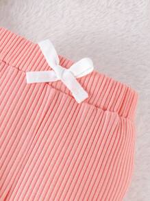 2件套女婴可爱波点印花长袖连体衣和裤子套装，轻薄面料，适合春秋季穿着 - 白色 - 查看 7