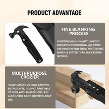 Multi-Purpose All-In-One Survival Tool Hammer, Portable Folding Multi-Function Claw Hammer, Suitable For Outdoor Hiking And Camping, Car-Mounted Emergency Claw Hammer Small Tool Accessories