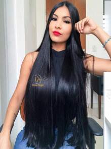 Cabelo liso Bio Vegetal Mega Hair Em Tela P/ Entrelace Cabelo Humanizado Nívea 300Gramas 75Cm - PRETO - Preto - Visão 4