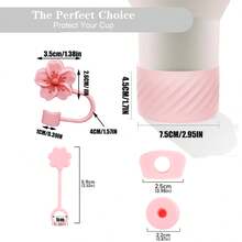 Silicone Threaded Water Cup Accessory Set, Including 1pc Silicone Bottle Cup Sleeve, 6 Anti-Spill Seal, And 2 Straw Seals (Suitable For 10mm/0.39in Straws) Dust-Proof, Reusable, Portable, Noise-Reducing, Wear-Resistant, Suitable For  40oz Water Cup