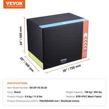 3 In 1 Plyometric Jump Box, 30/24/20 Inch Foam Plyo Box, Platform & Jumping Agility Box, Anti-Slip Fitness Exercise Step Up Box For Home Gym Training, Conditioning Strength Training, Black - 黑色 - 查看 7