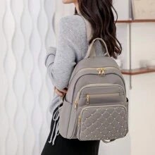 Ba lô thông thường dành cho nữ ngoài trời thời trang sức chứa lớnCổ điển, giản dị, di động, công việc bình thườngDành cho các cô gái tuổi teen Nữ sinh viên đại học, tân binh & nhân viên văn phòngĐại học, hoàn hảo cho văn phòng, hoàn hảo cho công việc - Màu Xám nhạt - Xem 4