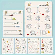 Conjunto de cuadernos mágicos reutilizables Montessori para niños: Entrenamiento de control de bolígrafo y libro de ejercicios educativos de dibujo, con bolígrafo borrable y recambios, desarrollo de habilidades de escritura temprana, juguetes Montessori, juguetes para niños, útiles escolares