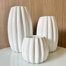 Trio Table Centerpiece High Relief Modern Cocoa White Gloss - 白色 - 查看 3