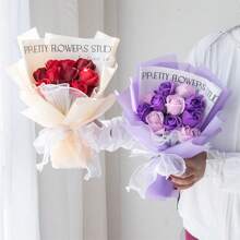 1PC Kunstmatig Bloemenboeket Bevat 11 Kunstrozen, Bloemen Inpakpapier, 33cmx22cm Onsterfelijke Zeepbloemen, Geschikt Als Verjaardags- Of Jubileumcadeaus Voor Moeder, Beste Vrienden, Moederdag Valentijnsdag Cadeaus, Bruiloft Souvenirs En Festivals Feest Thuis Tafeldecoratie Cadeaus, Verjaardags- Of Feestcadeau Voor Vrouwen, Valentijnsdag, Cadeau