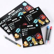 Prolene Mark筆，雙頭不透明紙張水性堆疊色丙烯筆軟頭刷，雙頭水粉膠彩記號筆，顏色防水顏料油漆鞋DIY陶瓷塗鴉筆，金屬筆，點鳴筆，手繪筆，亮色金屬筆雙頭標記筆 - 彩色 - 查看 12