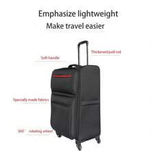 Softside Luggage Expandable 3 Piece Set Suitcase Upright Spinner Softshell Lightweight Luggage Travel Set - 黑色 - 查看 7