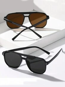 2 piezas Gafas de moda con doble puente y marco ovalado, ideal para adolescentes, viajes, exteriores y playa, gran opción de regalo