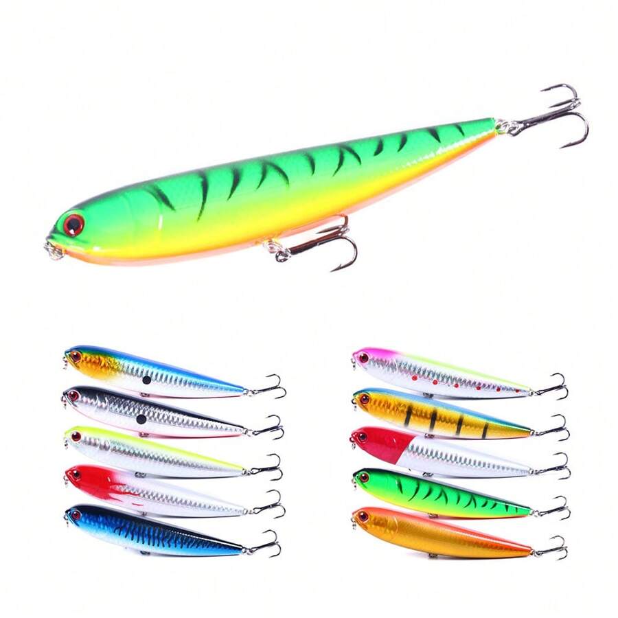 HENGJIA 1PC 11.5CM-21G Pencil Walk The Dog Hard Bait Popper Fishing Lure Bass Fresh Salt Water 6# Treble Hooks - Multicolor - View 1